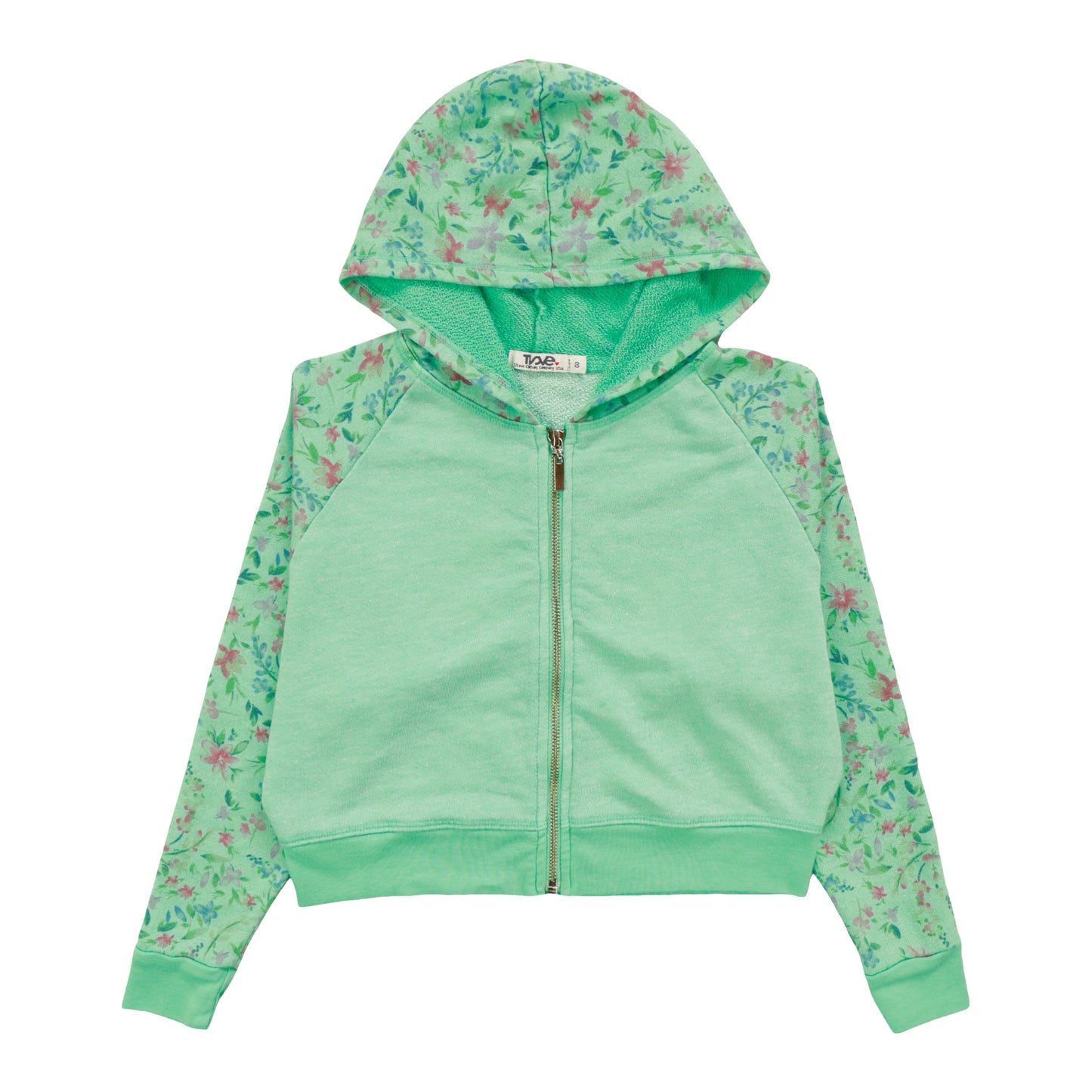 Contrast Wide Cropped Hooded Jacket (Floral Pattern)