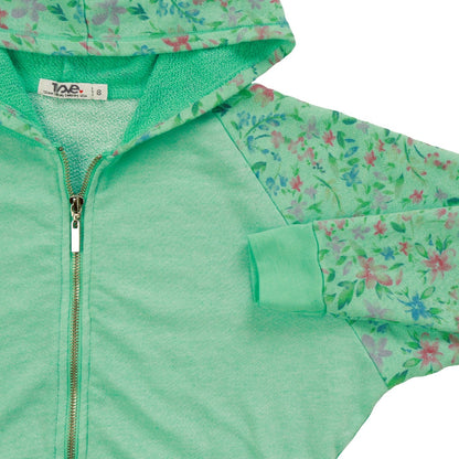 Contrast Wide Cropped Hooded Jacket (Floral Pattern)