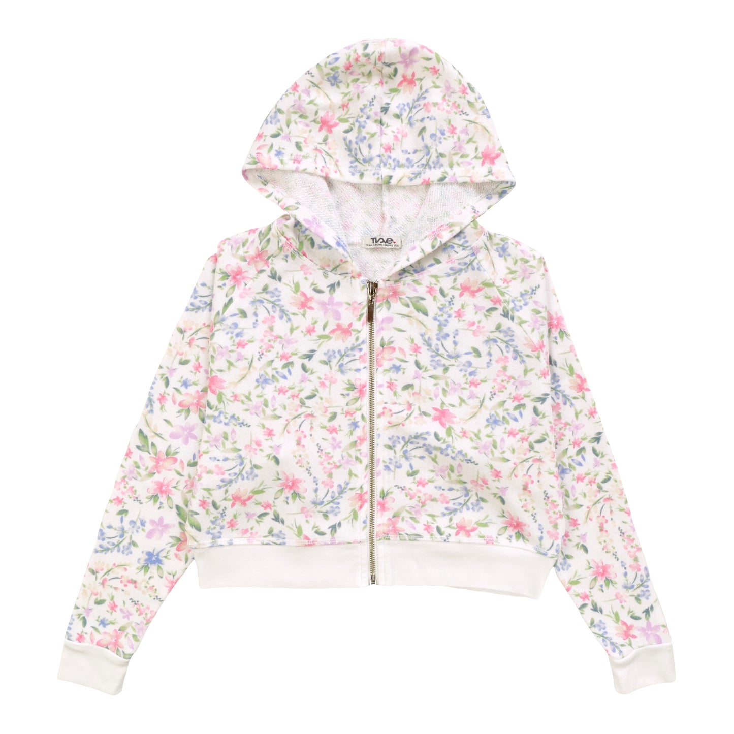 Heather Wide Cropped Hooded Jacket (Floral Pattern)