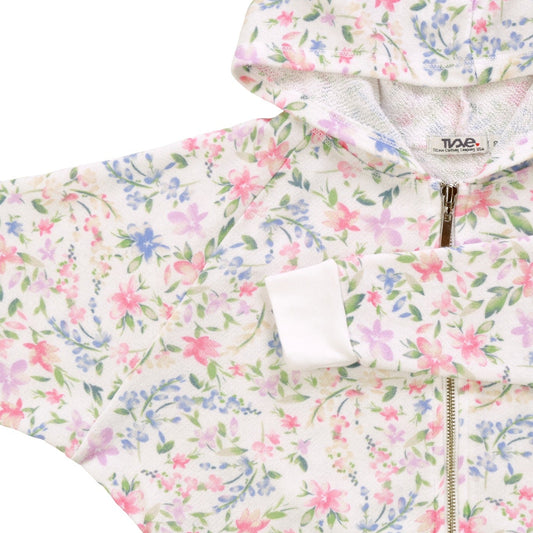 Heather Wide Cropped Hooded Jacket (Floral Pattern)