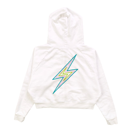 Wide Cropped Hooded Jacket (Triple Bolt Outline Print)
