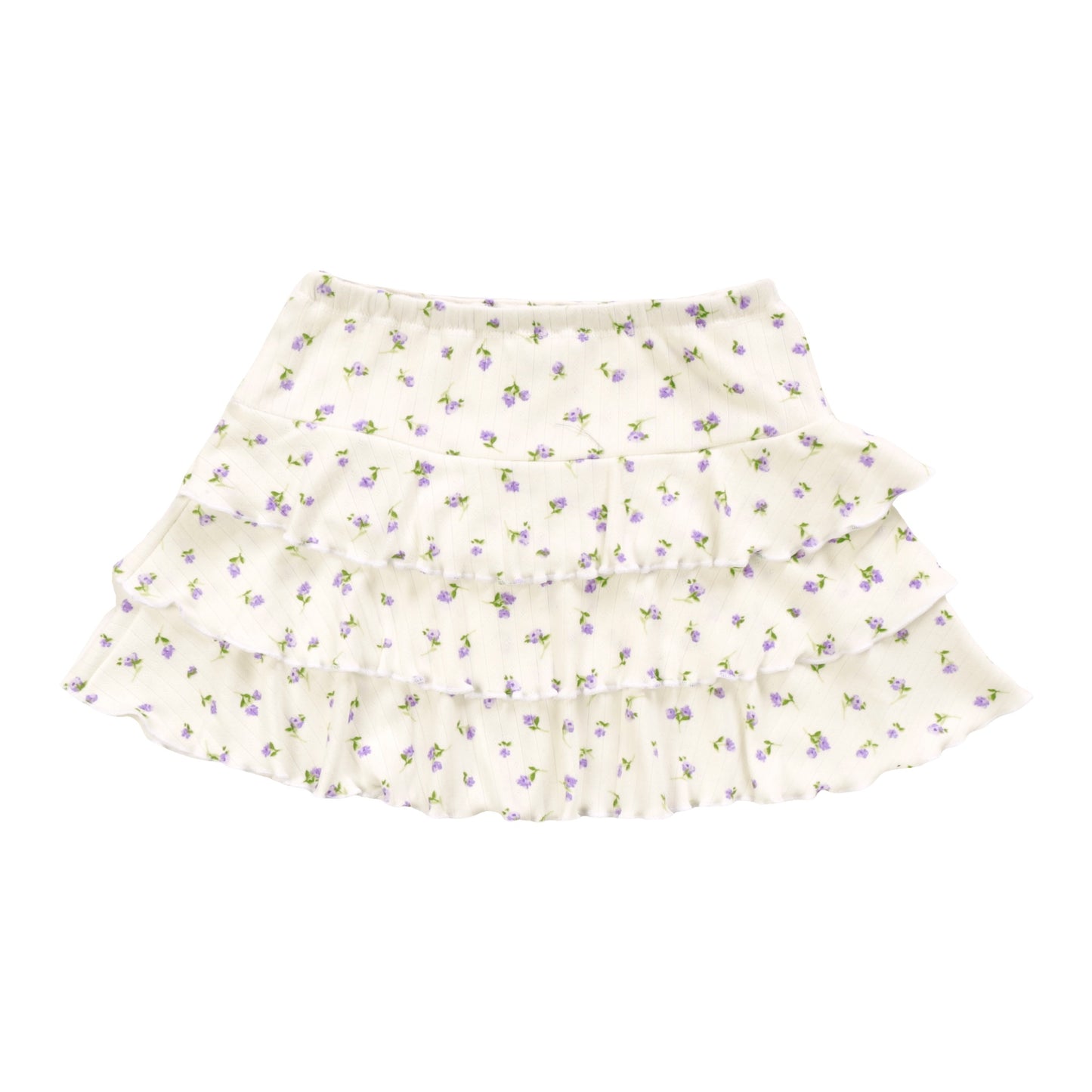 Three-Tiered Skirt (Purple Flowers Pattern)