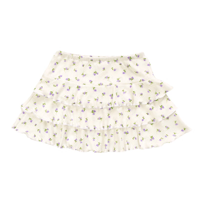 Three-Tiered Skirt (Purple Flowers Pattern)