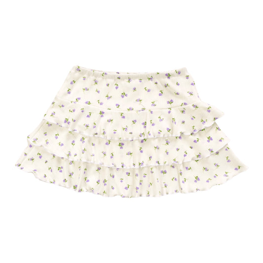 Three-Tiered Skirt (Purple Flowers Pattern)
