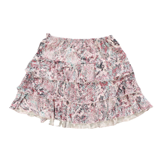 Three-Tiered Skirt (Pink Reptile Pattern)