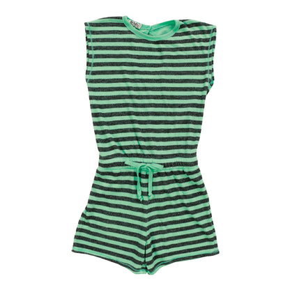 Sleeveless Romper (Charcoal Stripes)