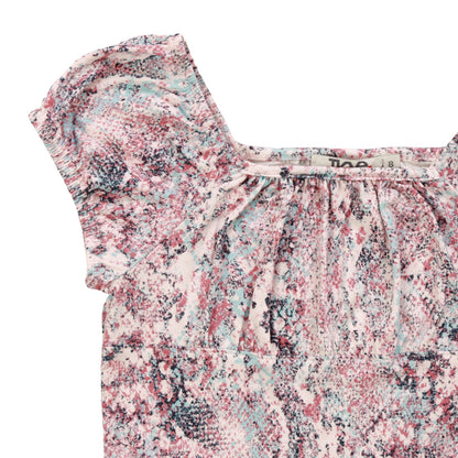 Ruffle-Tiered Dress (Pink Reptile Pattern)