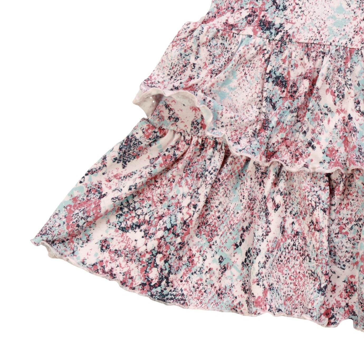 Ruffle-Tiered Dress (Pink Reptile Pattern)