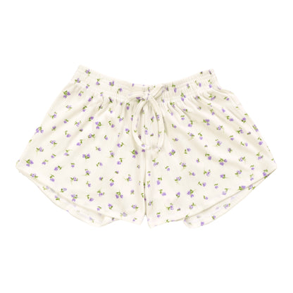 All Day Shorts (Purple Flowers Pattern)