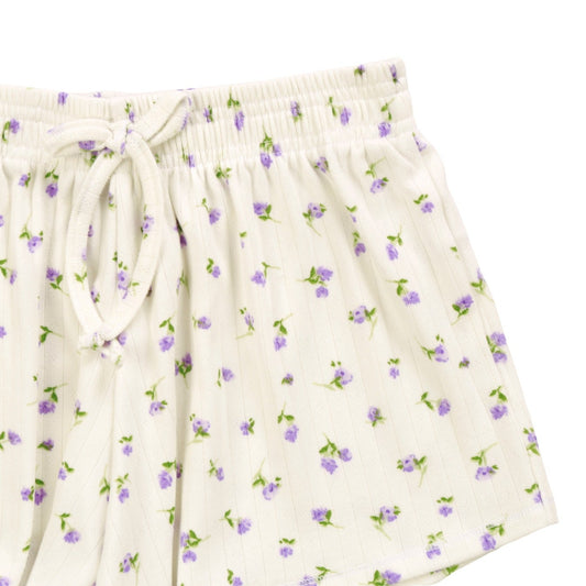 All Day Shorts (Purple Flowers Pattern)