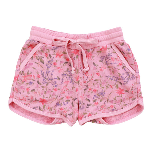 Heather Athletic Bias Pocket Shorts (Floral Pattern)