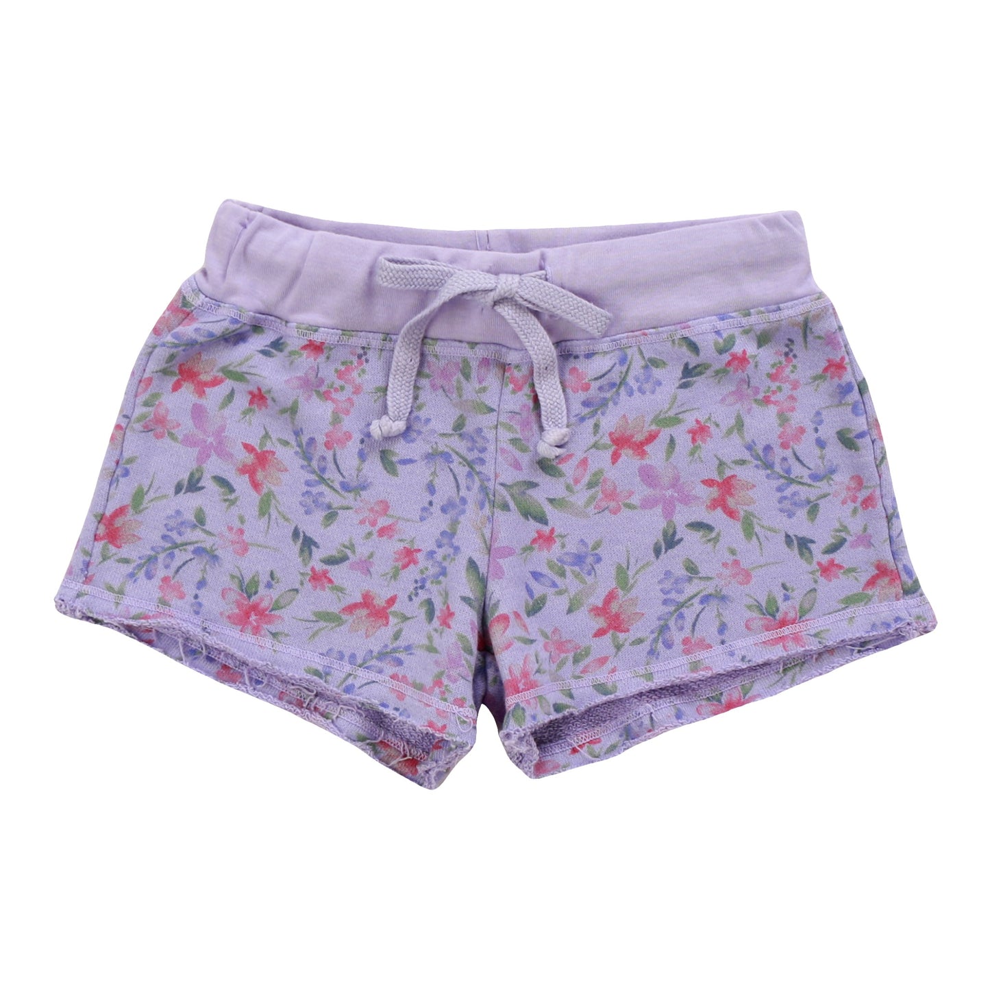 Heather Raw-Edged Shorts with Back Pocket (Floral Pattern)