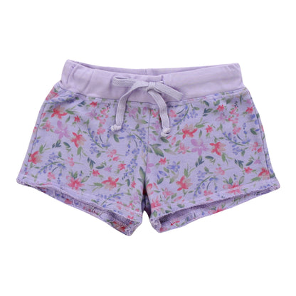 Heather Raw-Edged Shorts with Back Pocket (Floral Pattern)