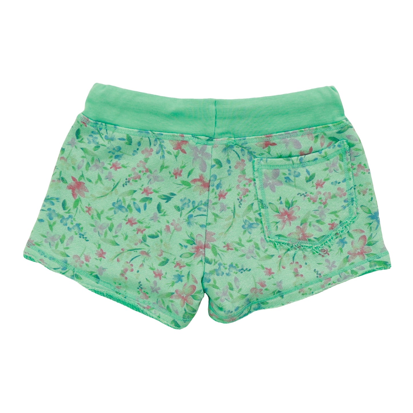 Heather Raw-Edged Shorts with Back Pocket (Floral Pattern)