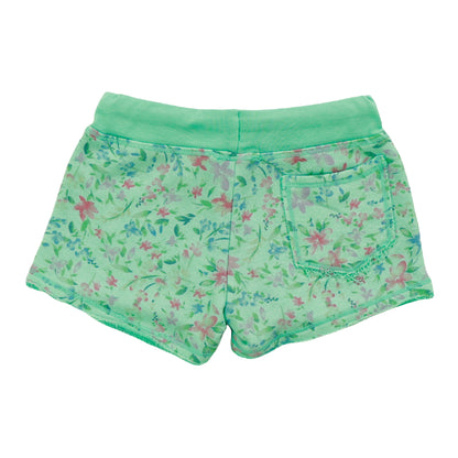 Heather Raw-Edged Shorts with Back Pocket (Floral Pattern)