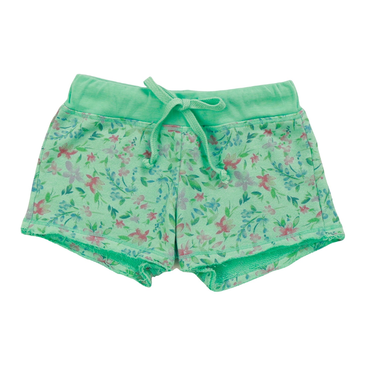 Heather Raw-Edged Shorts with Back Pocket (Floral Pattern)