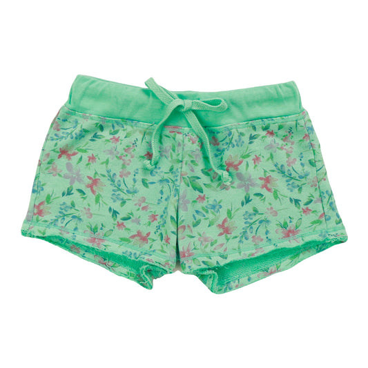 Heather Raw-Edged Shorts with Back Pocket (Floral Pattern)