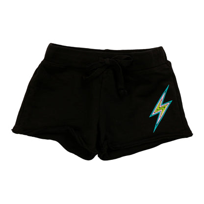 Heather Raw-Edged Shorts with Back Pocket (Triple Bolt Outline Print)