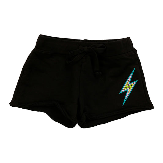 Heather Raw-Edged Shorts with Back Pocket (Triple Bolt Outline Print)