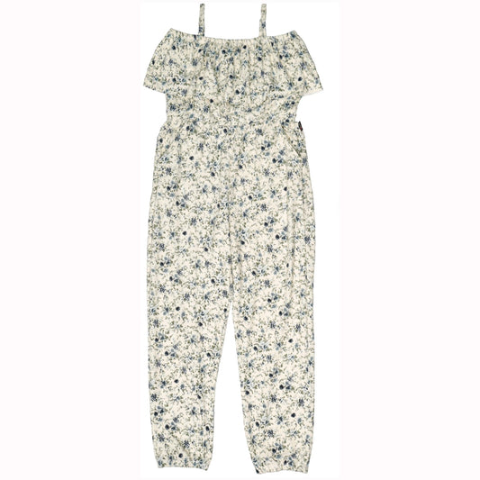 Navy Floral Ruffle-Top Jumpsuit