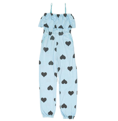 Ruffle-Top Jumpsuit (Heart-Print Pattern)
