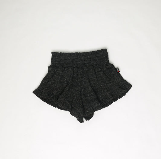 Charcoal Ruffle-Edged Shorts