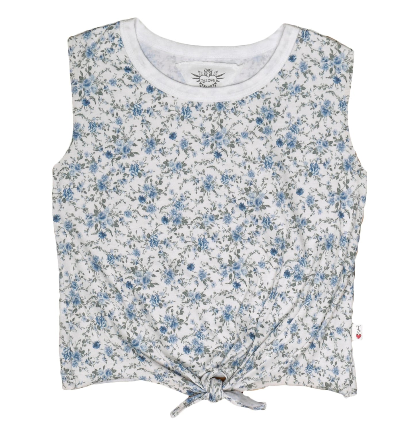 Ditzy Florals Tie-Front Sleeveless Top