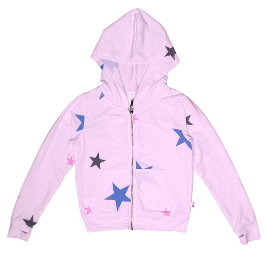 Colored-Stars Hooded Jacket with Thumbholes