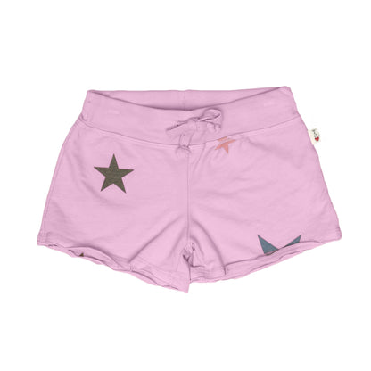 Raw-Edged Shorts with Back Pocket (Colored-Stars Pattern)