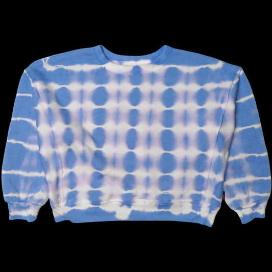 Blue-White Tie-Dye Dolman Sweater Top
