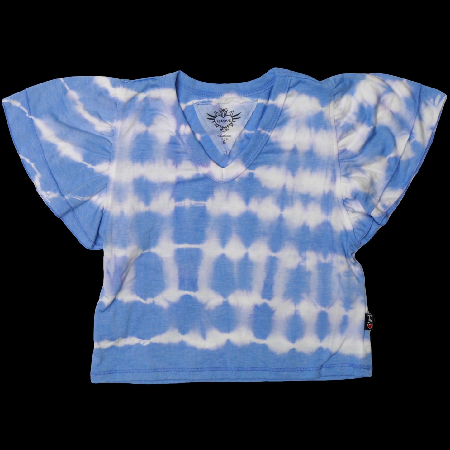 Blue-White Tie-Dye Double Tiered-Sleeved Top