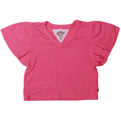 Ribbed Double Tiered-Sleeved Top