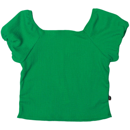 Puff-Sleeve Square-Neck Tee