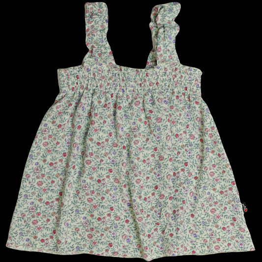 Sage Floral Thick-Strap Smocked Top