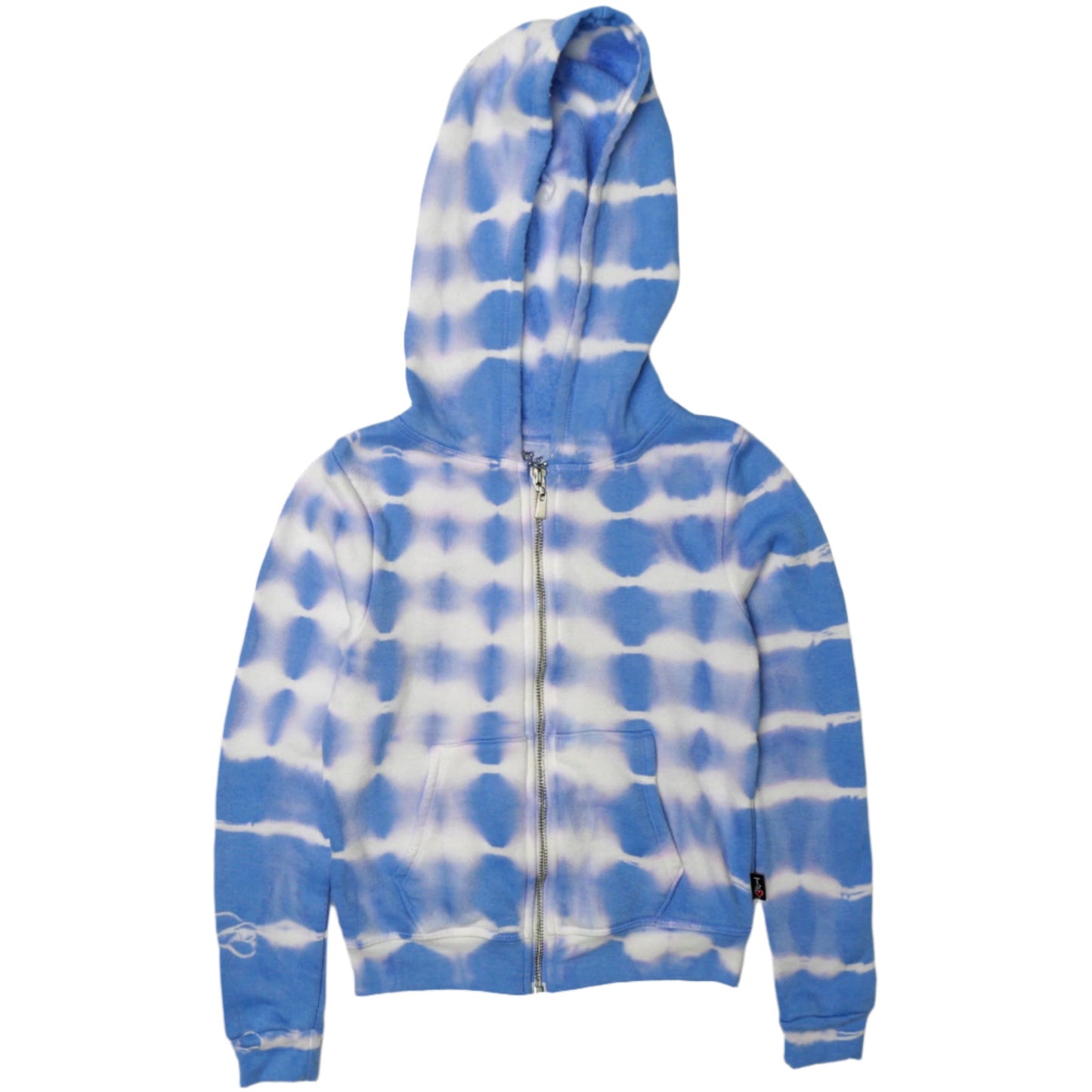 Blue-White Tie-Dye Hooded Jacket