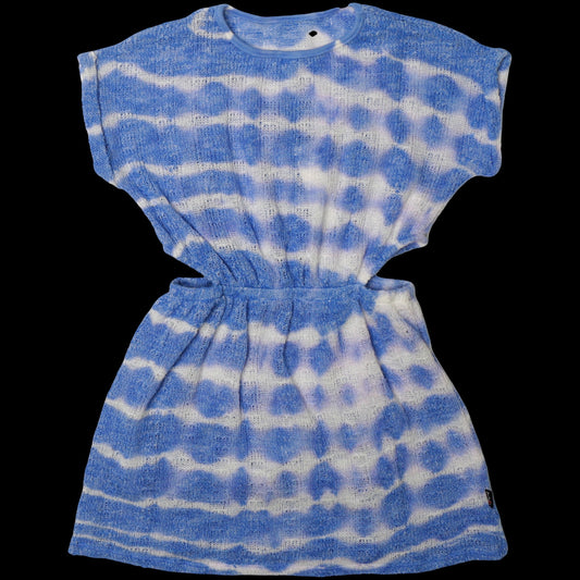 Blue-White Tie-Dye Side-Cut Dress