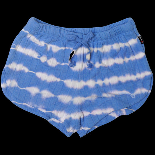 Blue-White Tie-Dye Ribbed Easy Shorts