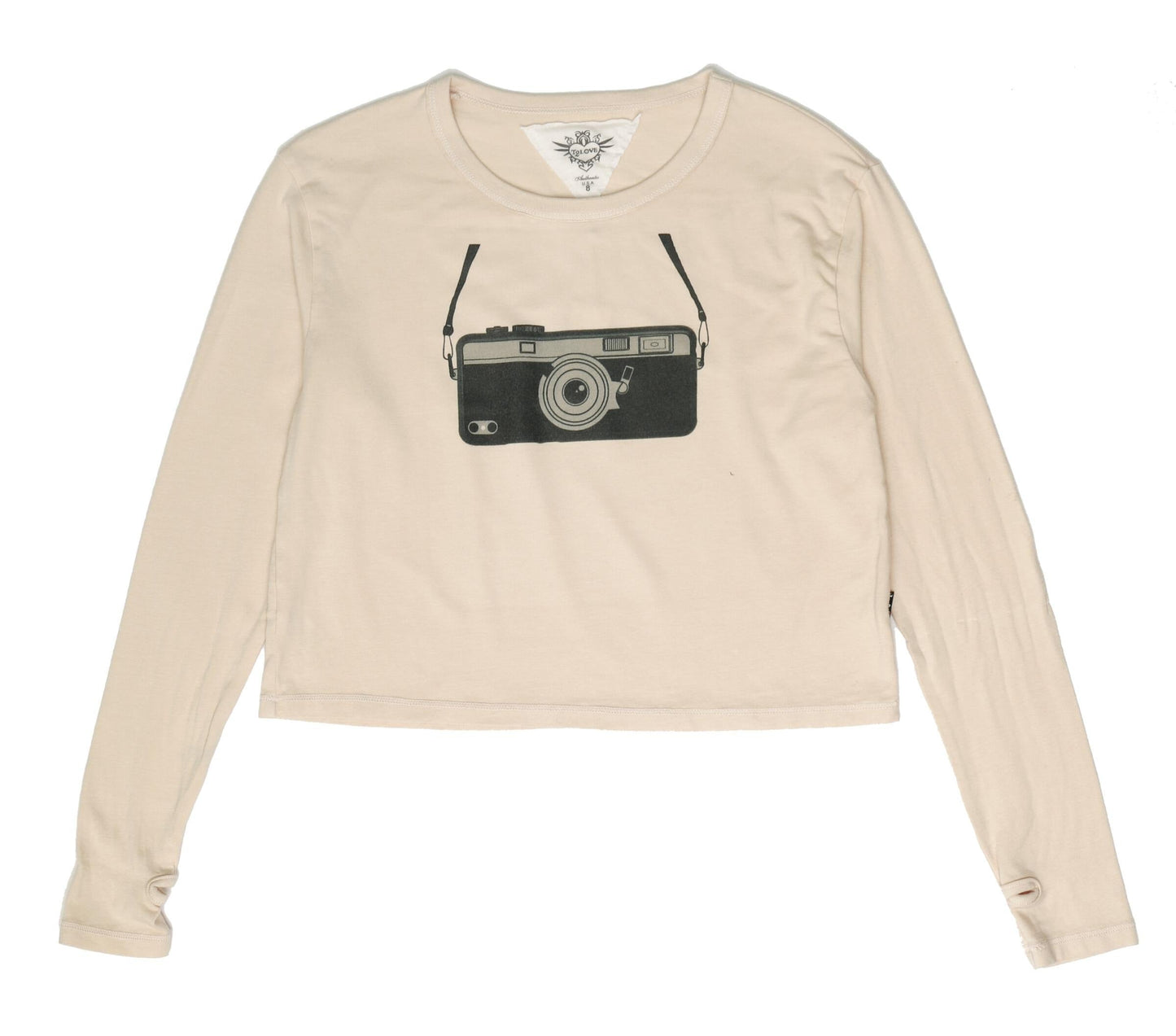 Long-Sleeved Boxy Tee with Thumbholes (Camera Phone Cover Print)