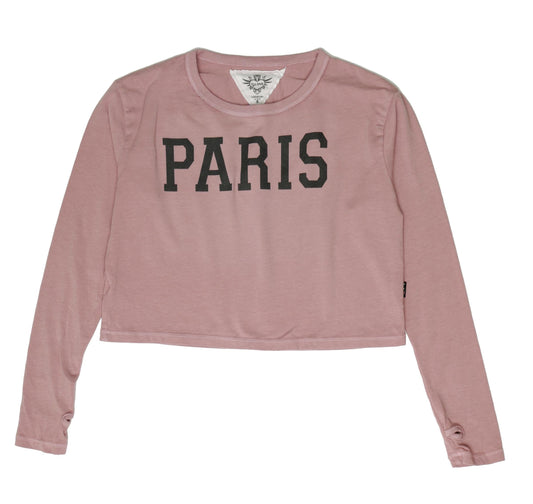 Long-Sleeved Boxy Tee with Thumbholes ("PARIS")