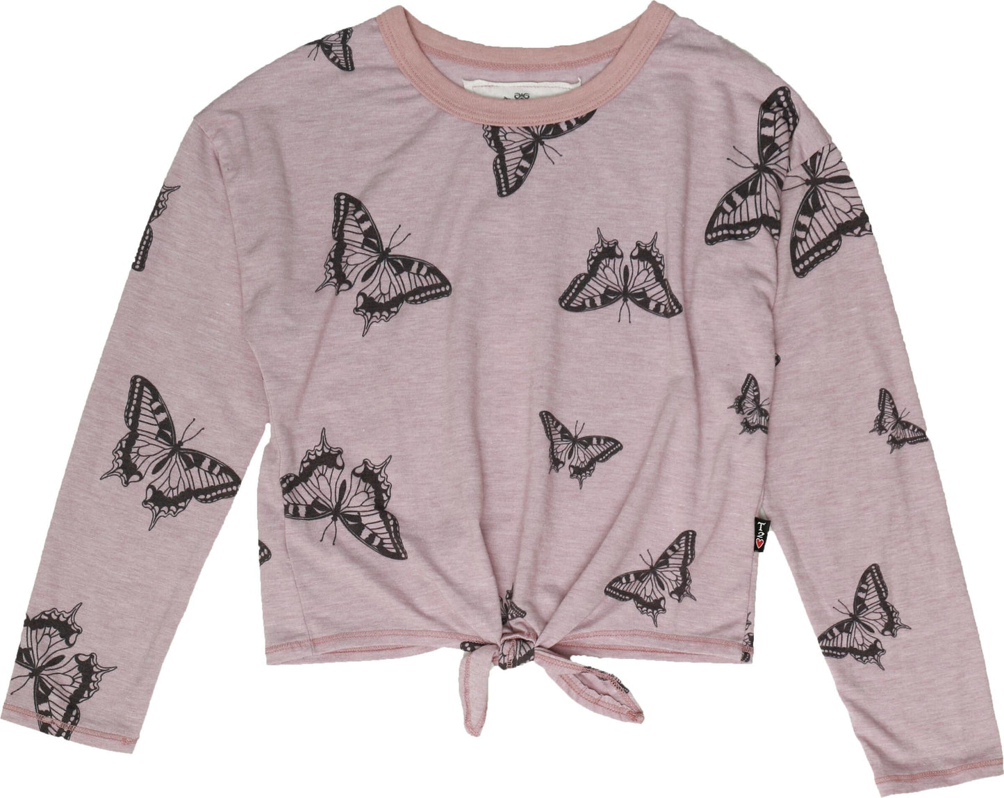 Tie-Front Shirt (Butterflies Pattern)