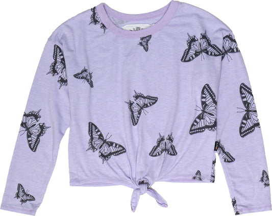 Tie-Front Shirt (Butterflies Pattern)