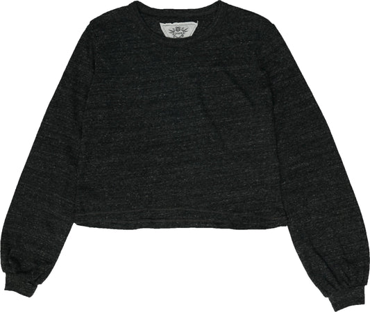 Charcoal Puffy Long-Sleeve Crewneck Shirt