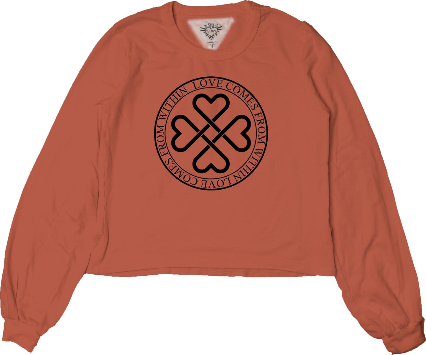 Puffy Long-Sleeve Crewneck Shirt (Love Comes From Within Print)