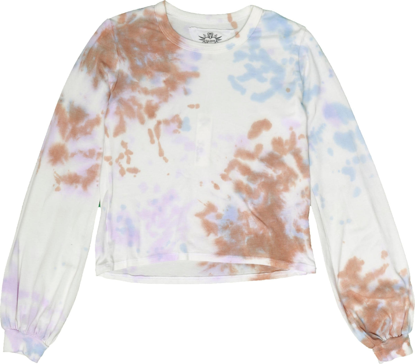 Puffy Long-Sleeve Crewneck Shirt (Tri-Color Tie-Dye)