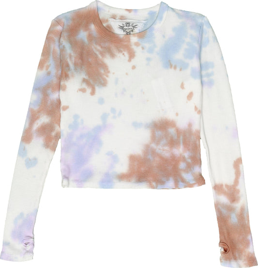 Signature Long-Sleeved Thermal Shirt with Thumbholes (Tri-Color Tie-Dye)