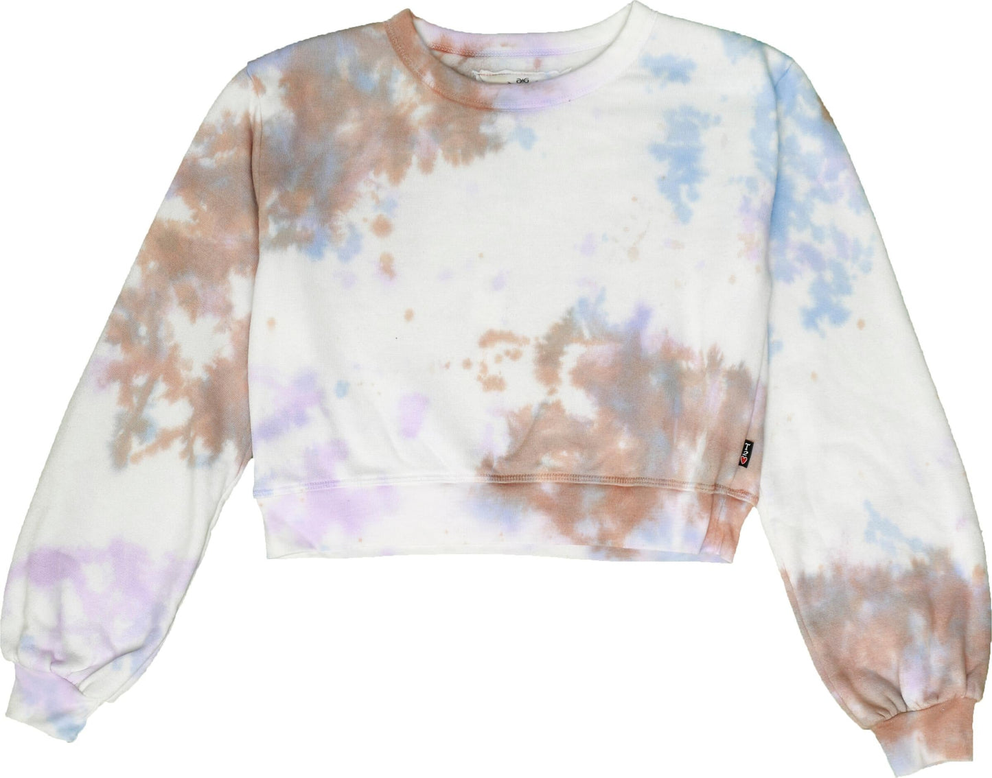 Puffed Long-Sleeved Crew Top (Tri-Color Tie-Dye)