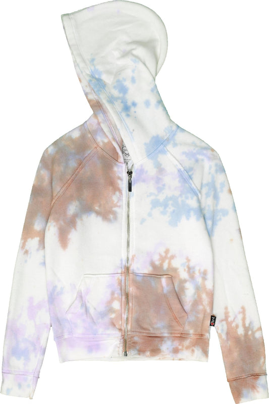 Raw-Edged Hooded Jacket (Tri-Color Tie-Dye)