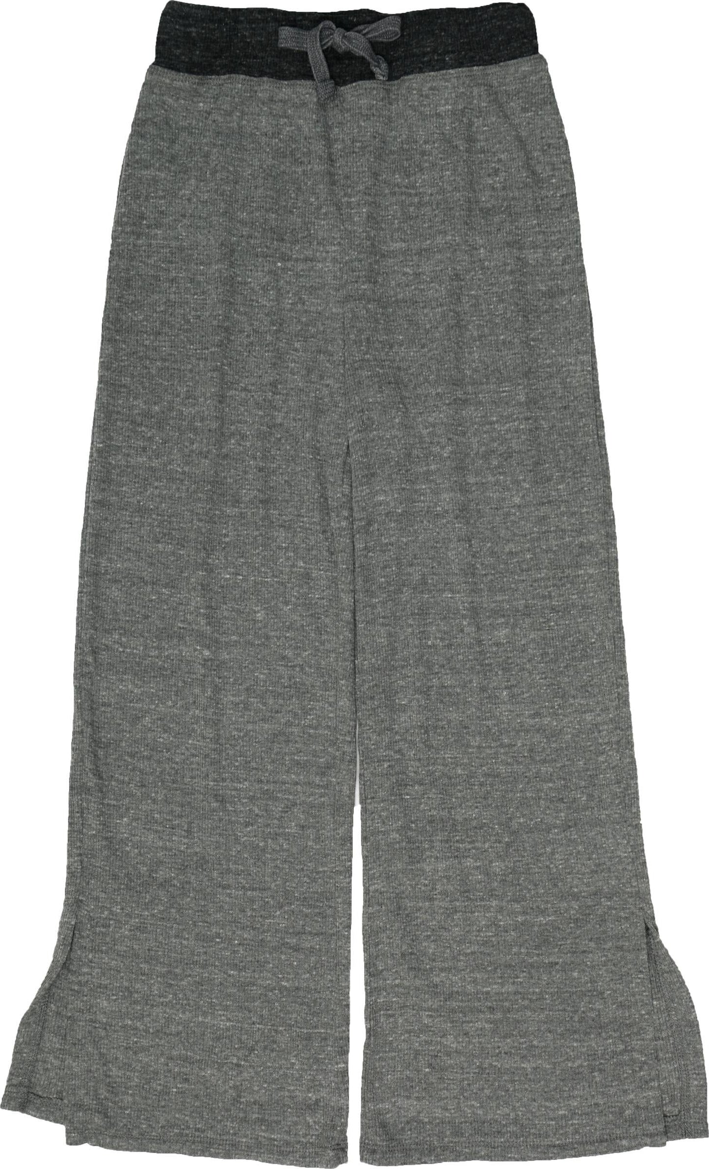 Charcoal Bottom-Slit Wide-Leg Pants