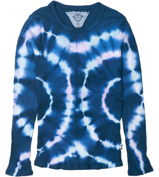 Ripples Tie-Dye Classic Long-Sleeved Thermal Shirt with Thumbholes