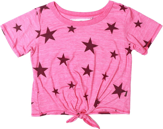 Tie-Front Tee (Charcoal Stars Pattern)